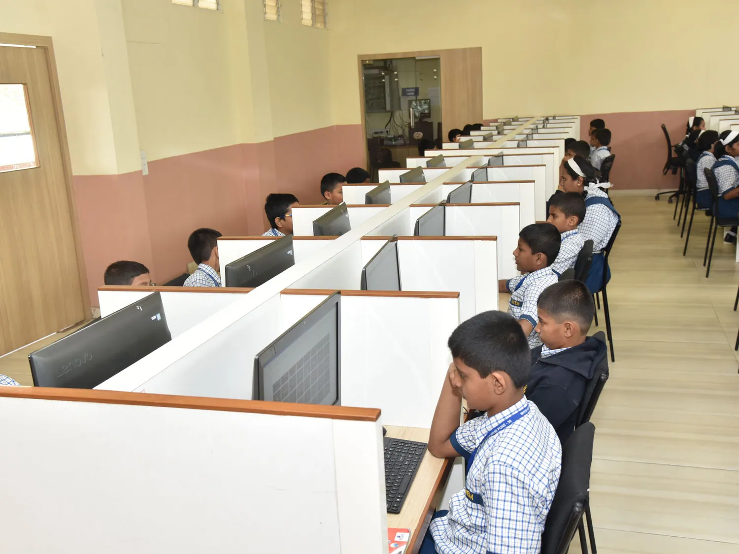 Rows of workstations in the computer lab
